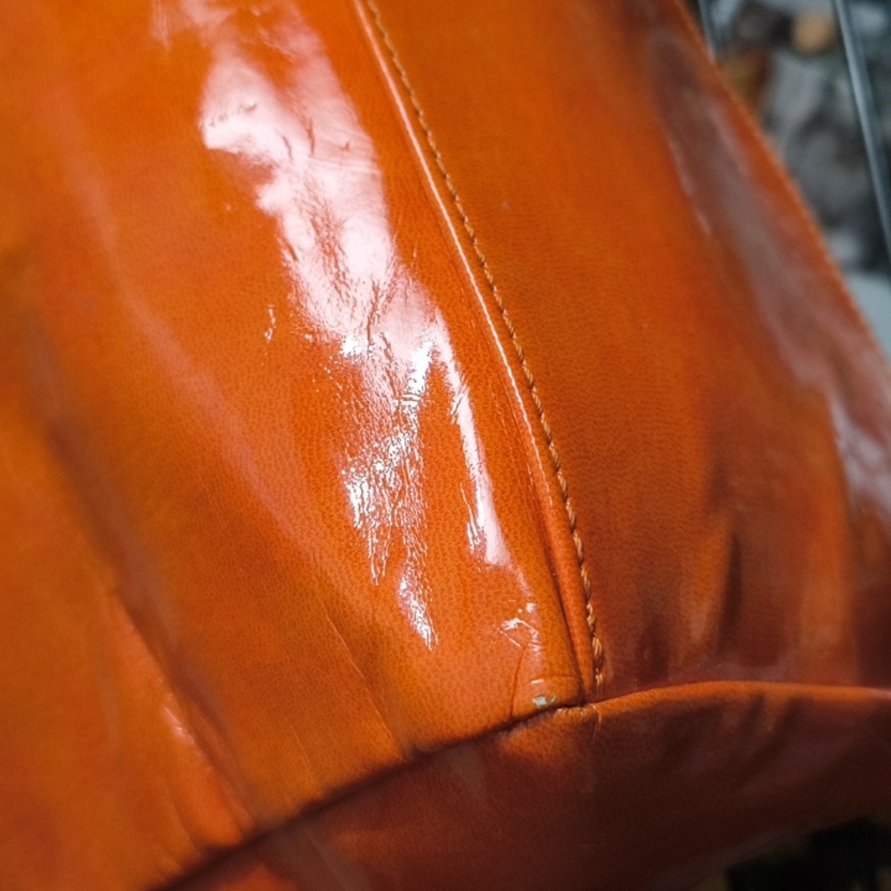 Neiman Marcus Orange Bag Vintage Vinal Tote - Picture 6 of 12